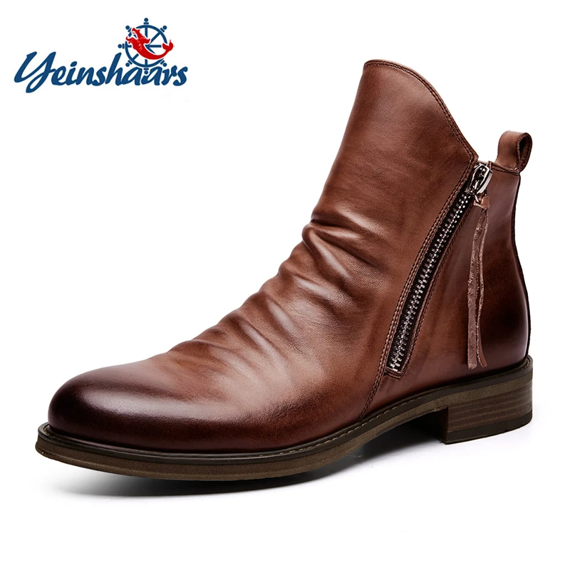 New Fashion Vintage British Men Leather Shoes Casual Round Toe Double Zip Ankle Boots Spring Autumn Business Dress Chelsea Boots
New Fashion Vintage British Men Leather Shoes Casual Round Toe Double Zip Ankle Boots Spring Autumn Business Dress Chelsea Boots