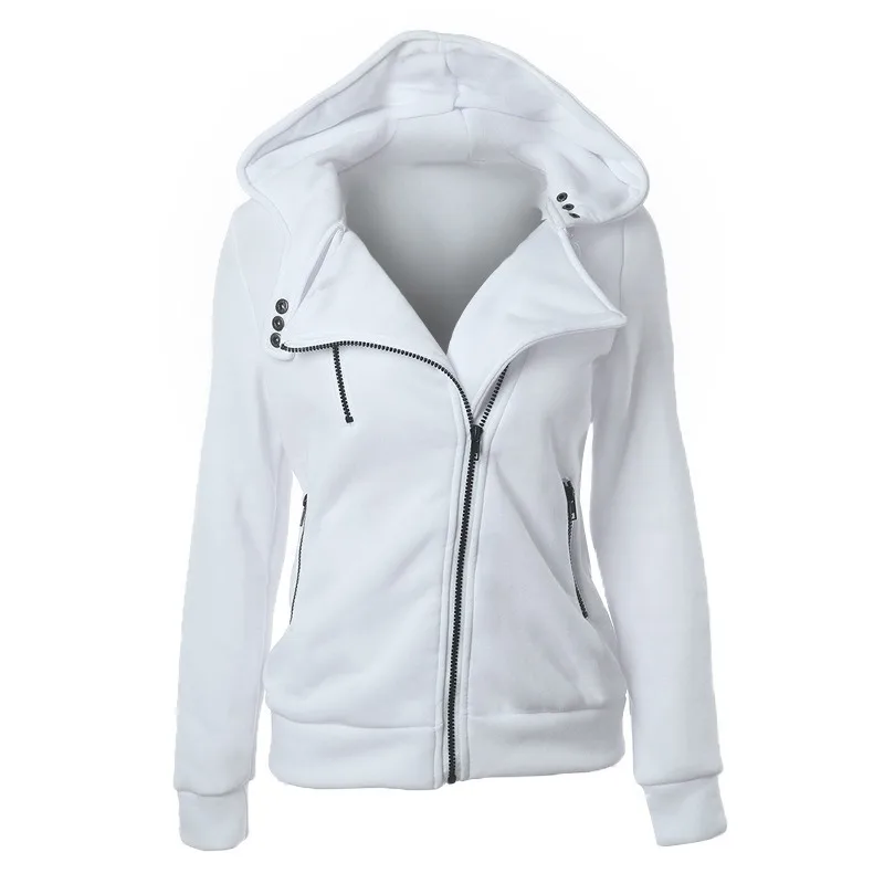 Women Long Sleeve Plus-velvet autumn/winter oblique zip-up jacket Solid Color Casual Sport Coat Hooded Female coat Hot Sale
Women Long Sleeve Plus-velvet autumn/winter oblique zip-up jacket Solid Color Casual Sport Coat Hooded Female coat Hot Sale