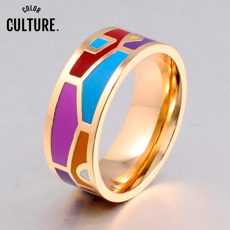 Новое эксклюзивное кольцо с красивым цветом винтажной эмали, ширина 0,8 см, кольца для женщин, этническое украшение, pcjz8021.