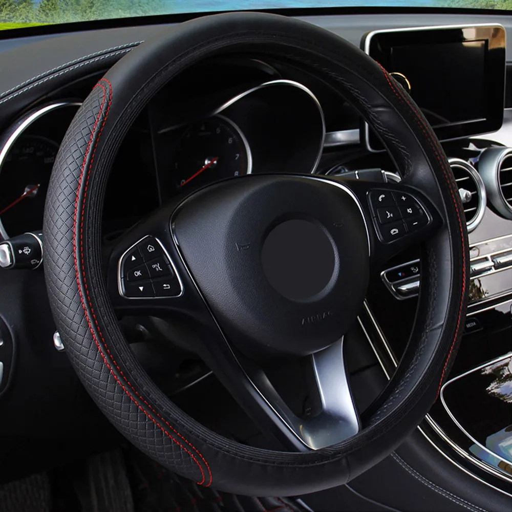 Car Steering Wheel Cover Skidproof Auto Steering- wheel Cover Anti-Slip Universal Embossing Leather Car-styling
Car Steering Wheel Cover Skidproof Auto Steering- wheel Cover Anti-Slip Universal Embossing Leather Car-styling