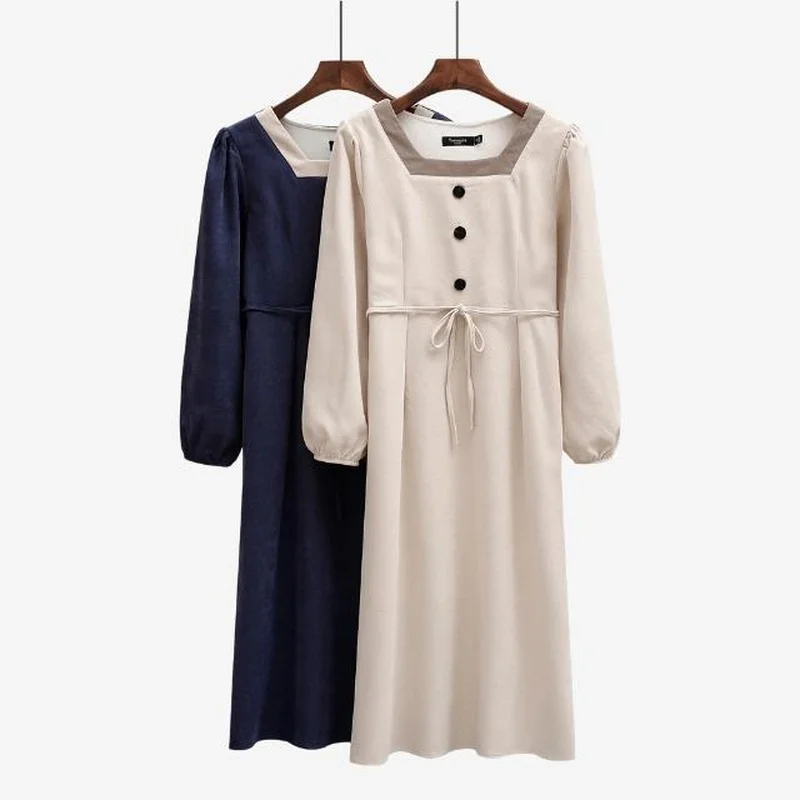 Literary Corduroy Long Sleeve Dress Women French Elegant Fashion Square Collar Warm Vlevet Dresses Female Autumn Winter New
Literary Corduroy Long Sleeve Dress Women French Elegant Fashion Square Collar Warm Vlevet Dresses Female Autumn Winter New