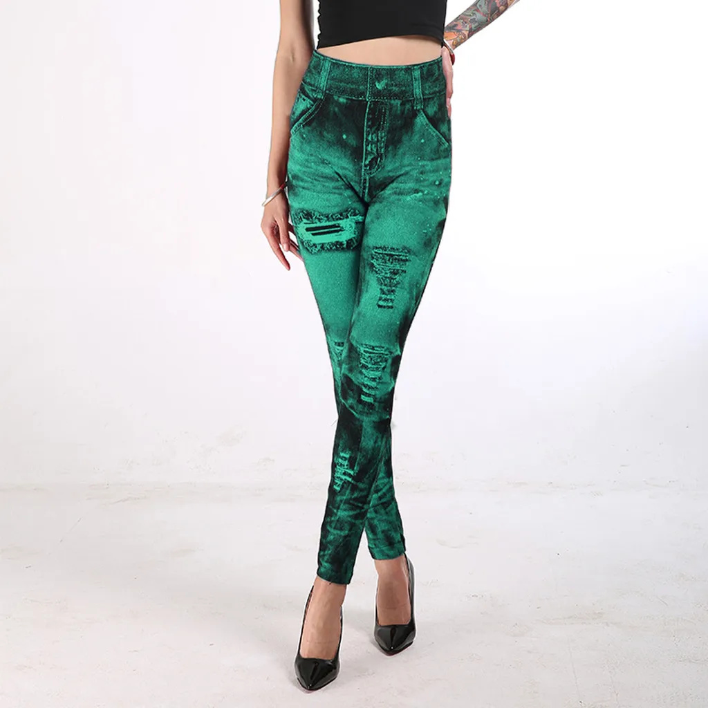 Summer Women's Pants Imitation Denim Bottom Coloured Fashion Ladies Leggins Gym High waist Elasticity Hip lift Slim Jeggings 
Summer Women's Pants Imitation Denim Bottom Coloured Fashion Ladies Leggins Gym High waist Elasticity Hip lift Slim Jeggings