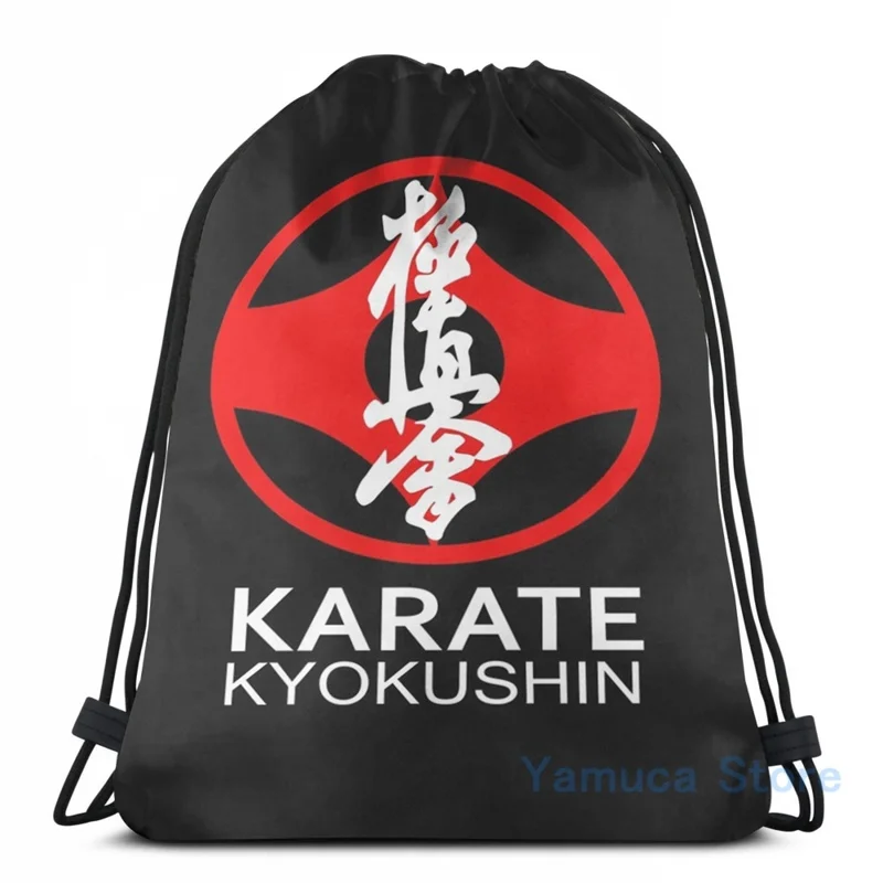 Забавный графический принт Kyokushin Karate Symbol и Kanji белый текст USB зарядка рюкзак для