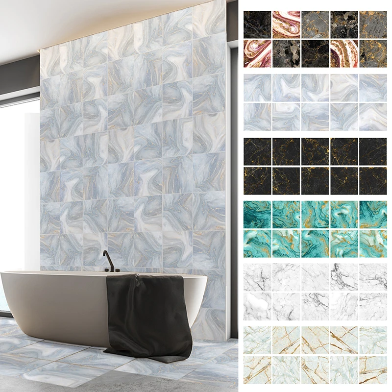 10Pcs Bathroom Kitchen Waterproof Wall Sticker PVC Marble Tile Sticker 15x15cm / 20x20cm Home Decoration Wall Sticker
10Pcs Bathroom Kitchen Waterproof Wall Sticker PVC Marble Tile Sticker 15x15cm / 20x20cm Home Decoration Wall Sticker