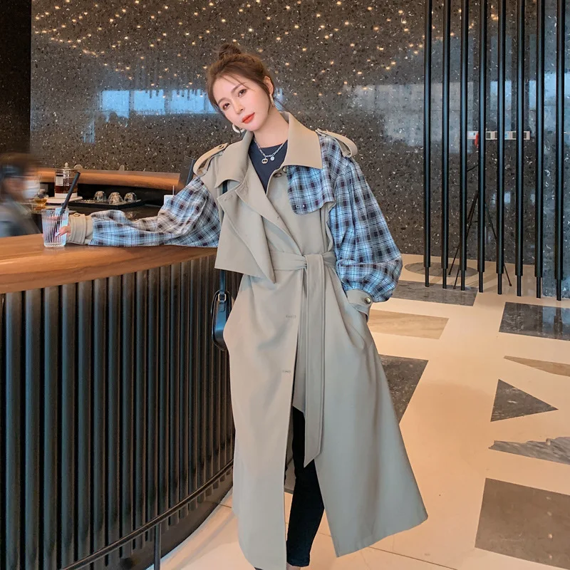 Women's Windbreaker Long Spring Autumn 2021new Splicing Plaid Fashion Loose Single-breasted High-quality Lining Windproof Coat66
Women's Windbreaker Long Spring Autumn 2021new Splicing Plaid Fashion Loose Single-breasted High-quality Lining Windproof Coat66