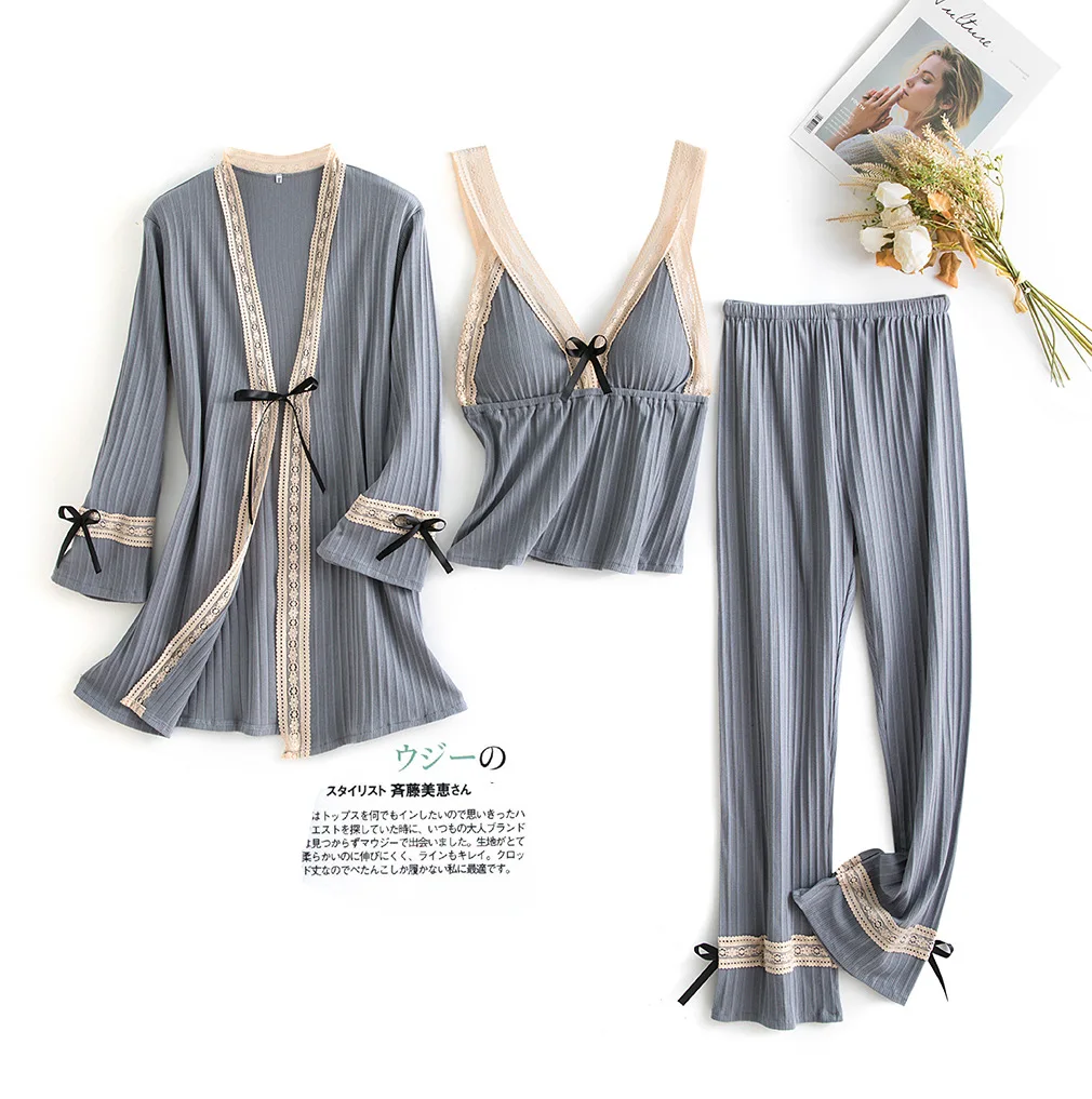 3PCS Home Clothing Sleepwear Cotton Lace Homewear Sexy Pyjamas Nightwear Women Sleep Set Pajamas Suit Intimate Lingerir
3PCS Home Clothing Sleepwear Cotton Lace Homewear Sexy Pyjamas Nightwear Women Sleep Set Pajamas Suit Intimate Lingerir