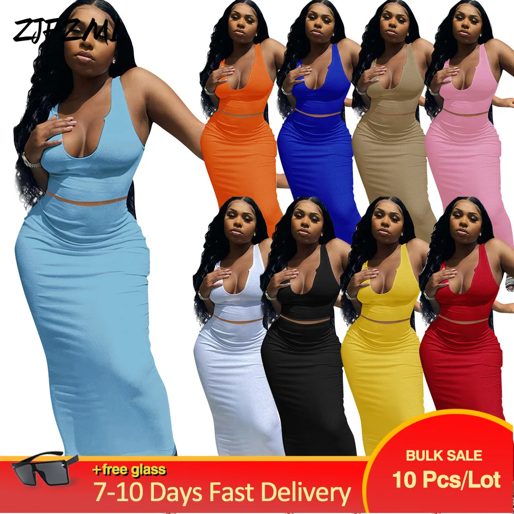 Wholesale Bulk Items Lots Women Clothing Two Piece Skirt Set V-neck Sleeveless Tank Top+bandage Maxi Dress Nightclub Vestidos
Wholesale Bulk Items Lots Women Clothing Two Piece Skirt Set V-neck Sleeveless Tank Top+bandage Maxi Dress Nightclub Vestidos
