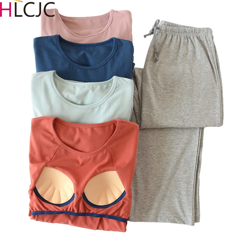 Autumn Pajamas Set Women Sleepwear Cotton Women Pajamas Long Sleeve Tops Long Trousers Ladies Pijamas With Chest Pad Home Suit
Autumn Pajamas Set Women Sleepwear Cotton Women Pajamas Long Sleeve Tops Long Trousers Ladies Pijamas With Chest Pad Home Suit