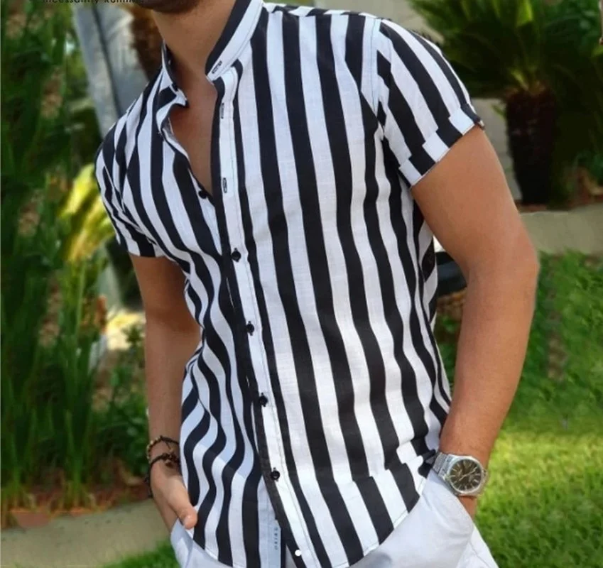 Men Clothing 2021 New Summer Thin Black Cotton Youth Striped Casual Slim Lapel Shirt Camisas Para Hombre
Men Clothing 2021 New Summer Thin Black Cotton Youth Striped Casual Slim Lapel Shirt Camisas Para Hombre