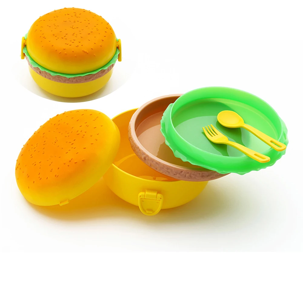1PC Cute Hamburger Double Tier Lunch Box Burger Box Bento Lunchbox Children School Food Container Tableware Set with Fork Kids
1PC Cute Hamburger Double Tier Lunch Box Burger Box Bento Lunchbox Children School Food Container Tableware Set with Fork Kids