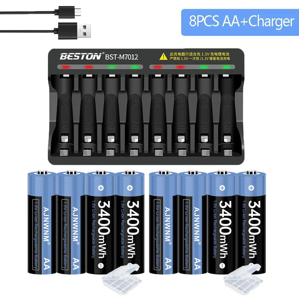 1.5V AA Li-ion Battery Charger Lithium 3400mWh 1.5 V Liion AA Rechargeable Batteries For Remote Control Toy Battery Light
1.5V AA Li-ion Battery Charger Lithium 3400mWh 1.5 V Liion AA Rechargeable Batteries For Remote Control Toy Battery Light