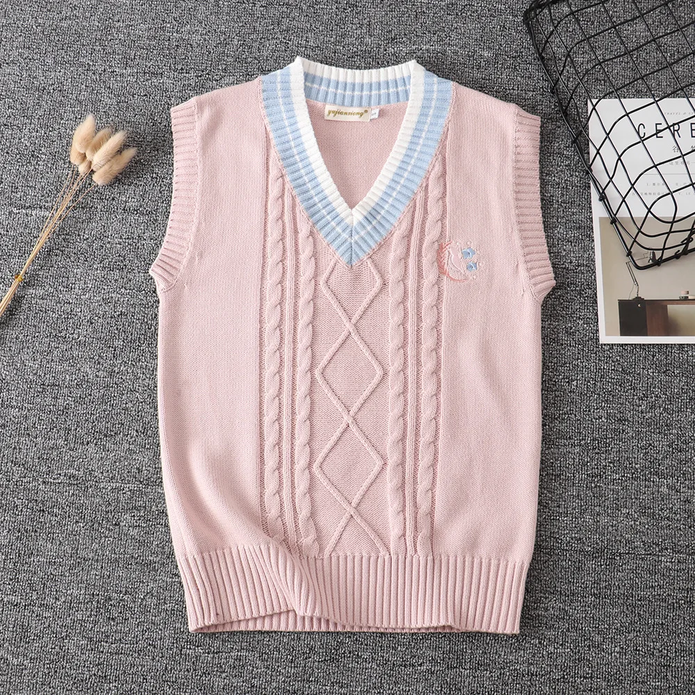 Fashion S-XXL Spring Autumn Men's Women's Pink Vest Sleeveless Knit Vests Pullovers V Neck Sweaters Coat For Jk School Uniform
Fashion S-XXL Spring Autumn Men's Women's Pink Vest Sleeveless Knit Vests Pullovers V Neck Sweaters Coat For Jk School Uniform