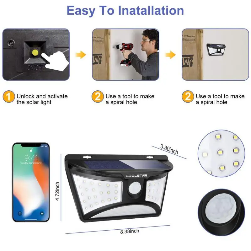 LED Solar Power PIR Motion Sensor Wall Light LED Waterproof Outdoor Lamp Garden Solar Lights Solar LED Wall Light Outdoor
LED Solar Power PIR Motion Sensor Wall Light LED Waterproof Outdoor Lamp Garden Solar Lights Solar LED Wall Light Outdoor