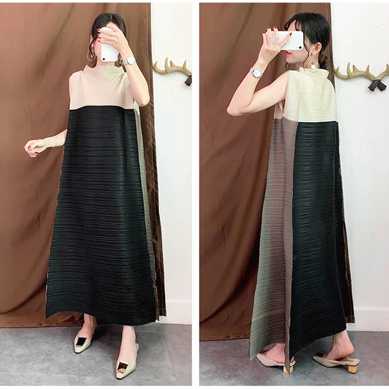 POPOLLE Pleated Dress 2021 Summer Women's New Pleated Loose Large Size Long Skirt Sleeveless Round Neck Contrast Dress
POPOLLE Pleated Dress 2021 Summer Women's New Pleated Loose Large Size Long Skirt Sleeveless Round Neck Contrast Dress