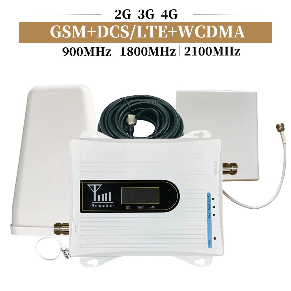 Усилитель сотового сигнала 900 1800 2100 трехдиапазонный ретранслятор GSM 2g 3g 4g DCS LTE WCDMA