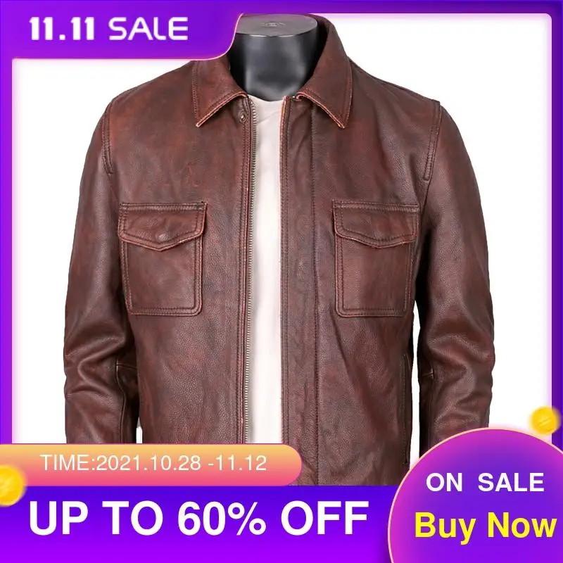 2021 Vintage Brown Casual Style Genuine Leather Jacket Men Plus Size 4XL Real Natural Cowhide Autumn Slim Fit Short Coat
2021 Vintage Brown Casual Style Genuine Leather Jacket Men Plus Size 4XL Real Natural Cowhide Autumn Slim Fit Short Coat