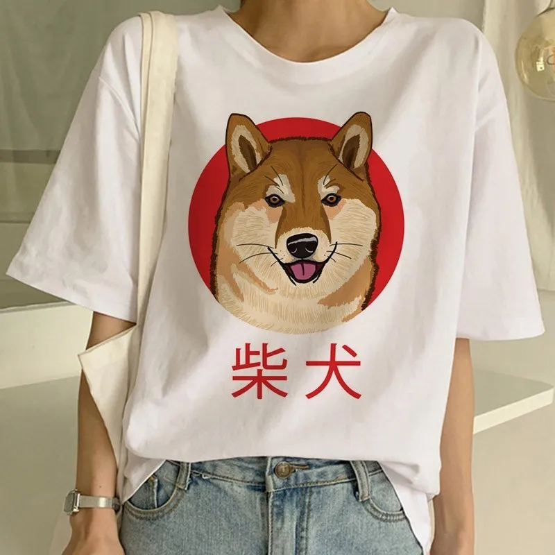 Фото Женская футболка в Корейском стиле shaba Inu забавная с изображением животных