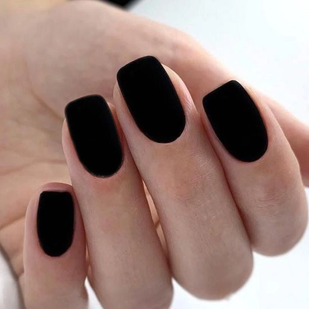 24Pcs Matte Black Artificial Fake Nails For Design Fashion Lady Short False Nails Full Cover Salon Tip Manicure Fingernails
24Pcs Matte Black Artificial Fake Nails For Design Fashion Lady Short False Nails Full Cover Salon Tip Manicure Fingernails