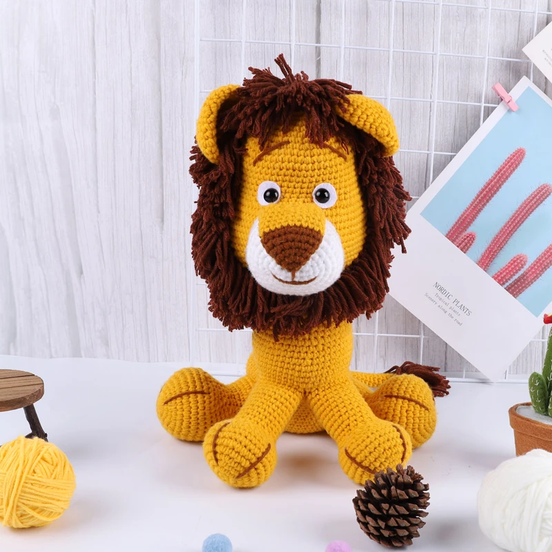 Вязаная ткань игрушка Лев Diy Вязание необработанные игрушки динозавр хлопковая