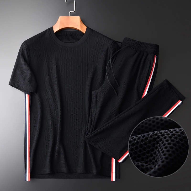 Mesh Men Sets (T-SHIRTS+PANTS) Side Ribbon Design Short Sleeve T-shirt Mans Sets Plus Size 4XL Brand Sport Mens Sets
Mesh Men Sets (T-SHIRTS+PANTS) Side Ribbon Design Short Sleeve T-shirt Mans Sets Plus Size 4XL Brand Sport Mens Sets