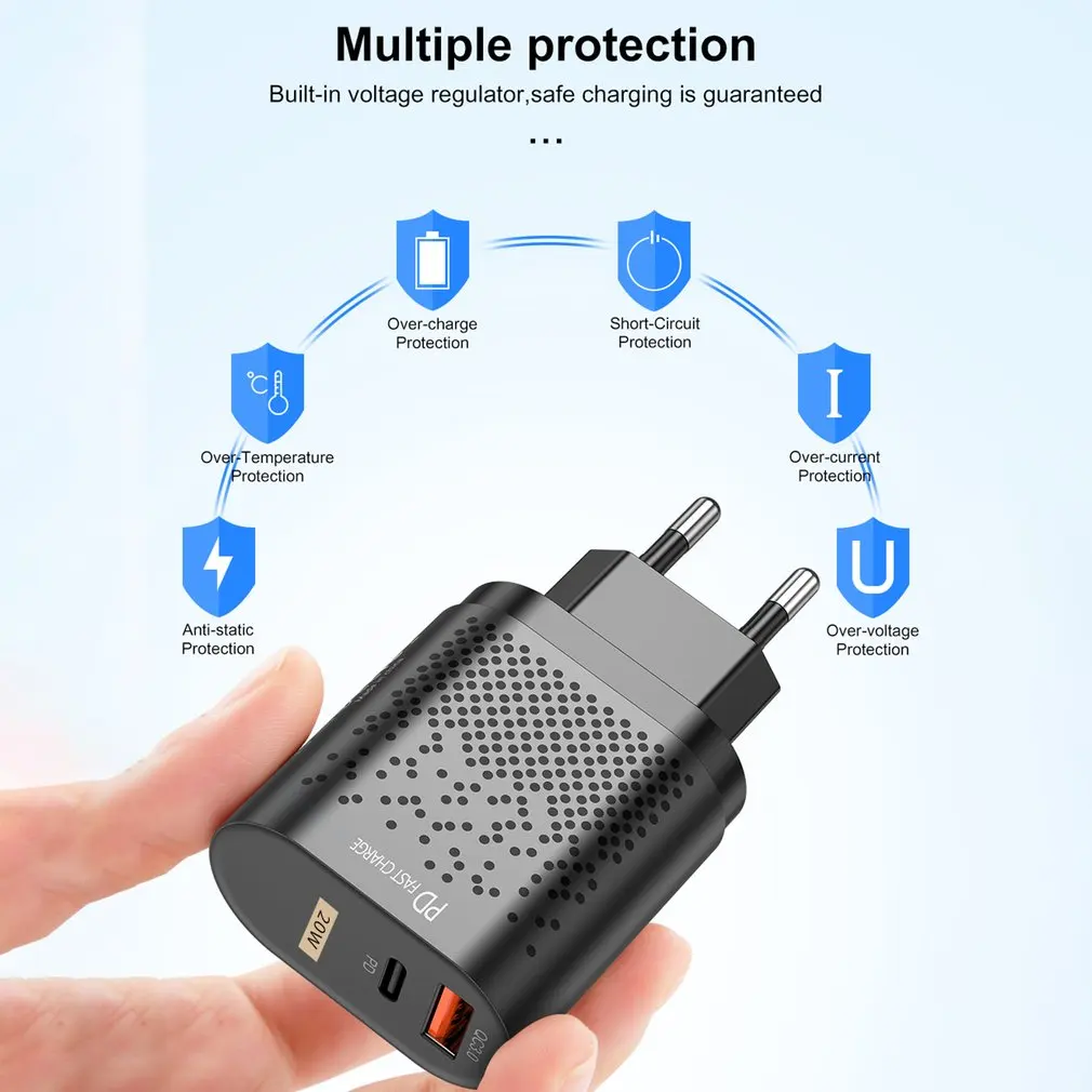 20W USB Type-C Charger 2 Port PD QC 3.0 For IPhone Max Mini Quick Charger 3.0 QC 20W USB Fast Charging Travel Wall Smart Phone
20W USB Type-C Charger 2 Port PD QC 3.0 For IPhone Max Mini Quick Charger 3.0 QC 20W USB Fast Charging Travel Wall Smart Phone