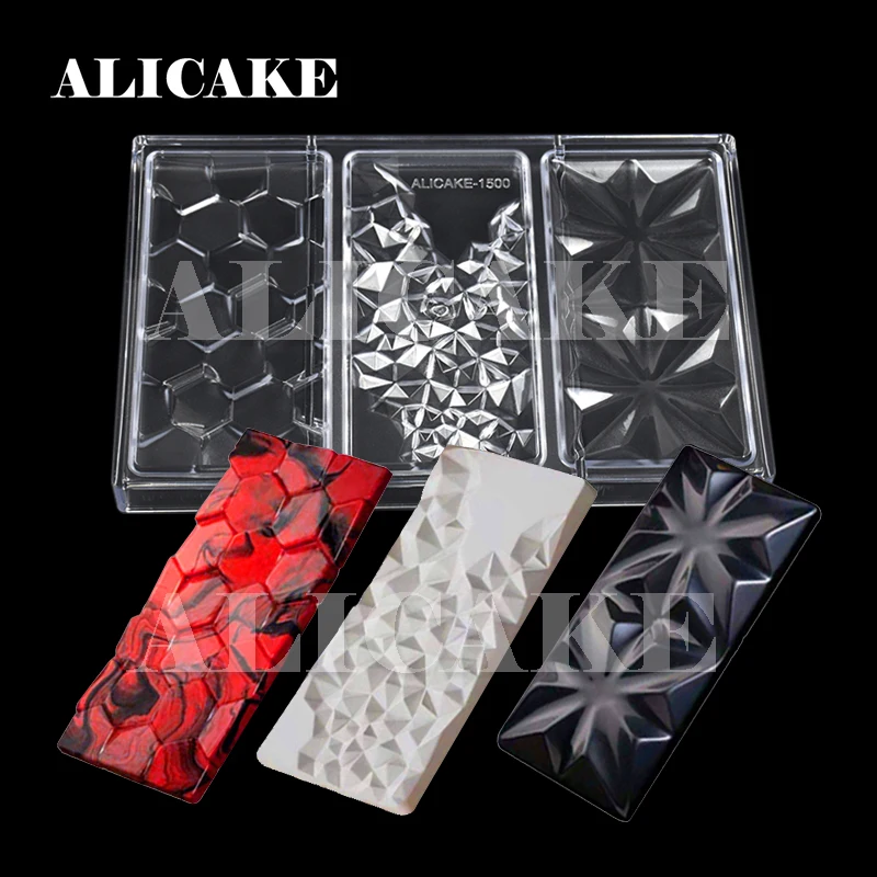 Polycarbonate Chocolate Mould Thick 3 In 1 Tray 3D for Chocolate Bar Moulds Cake Mold Form Bakery Baking Mold Pastry Tools 
Polycarbonate Chocolate Mould Thick 3 In 1 Tray 3D for Chocolate Bar Moulds Cake Mold Form Bakery Baking Mold Pastry Tools