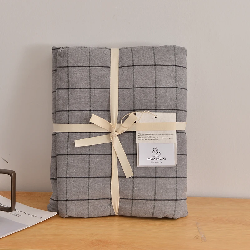 4 Pieces Gray Grid Bedding Set Luxury Washed Cotton Duvet Cover Solid Color Bedroom Summer Bedspread Flat Bed Sheet Pillowcase
4 Pieces Gray Grid Bedding Set Luxury Washed Cotton Duvet Cover Solid Color Bedroom Summer Bedspread Flat Bed Sheet Pillowcase