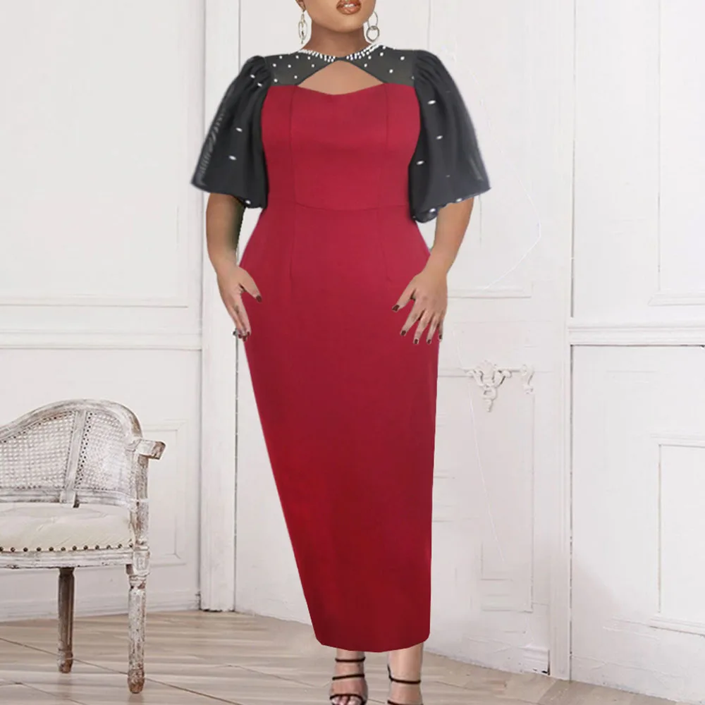 Summer New Western Style Round Neck Cape Sleeve Splicing Beading Hollow Out Color Contrast Women's Dress Solid Color 2021
Summer New Western Style Round Neck Cape Sleeve Splicing Beading Hollow Out Color Contrast Women's Dress Solid Color 2021