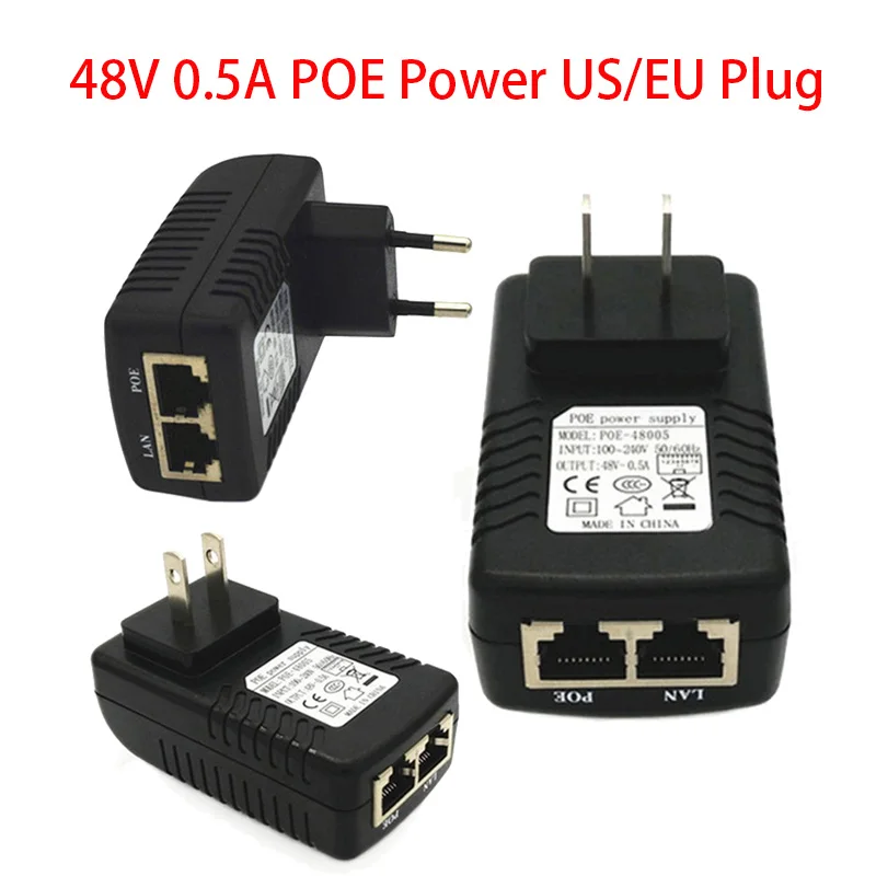 Hot 48V 0.5A 24W POE Injector for IP Camera CCTV Security Surveillance PoE Power Supply Ethernet Adapter Camera Phone US EU Plug
Hot 48V 0.5A 24W POE Injector for IP Camera CCTV Security Surveillance PoE Power Supply Ethernet Adapter Camera Phone US EU Plug