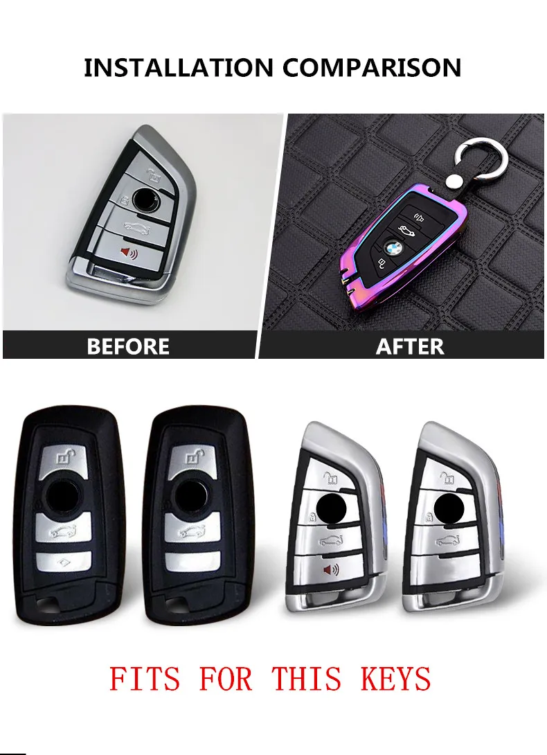 New Zinc alloy + silicone car key case Full cover For BMW 5 Series 3 Series 525li530 New X1 Shell X3 Buckle X5X6118i Blade 730
New Zinc alloy + silicone car key case Full cover For BMW 5 Series 3 Series 525li530 New X1 Shell X3 Buckle X5X6118i Blade 730