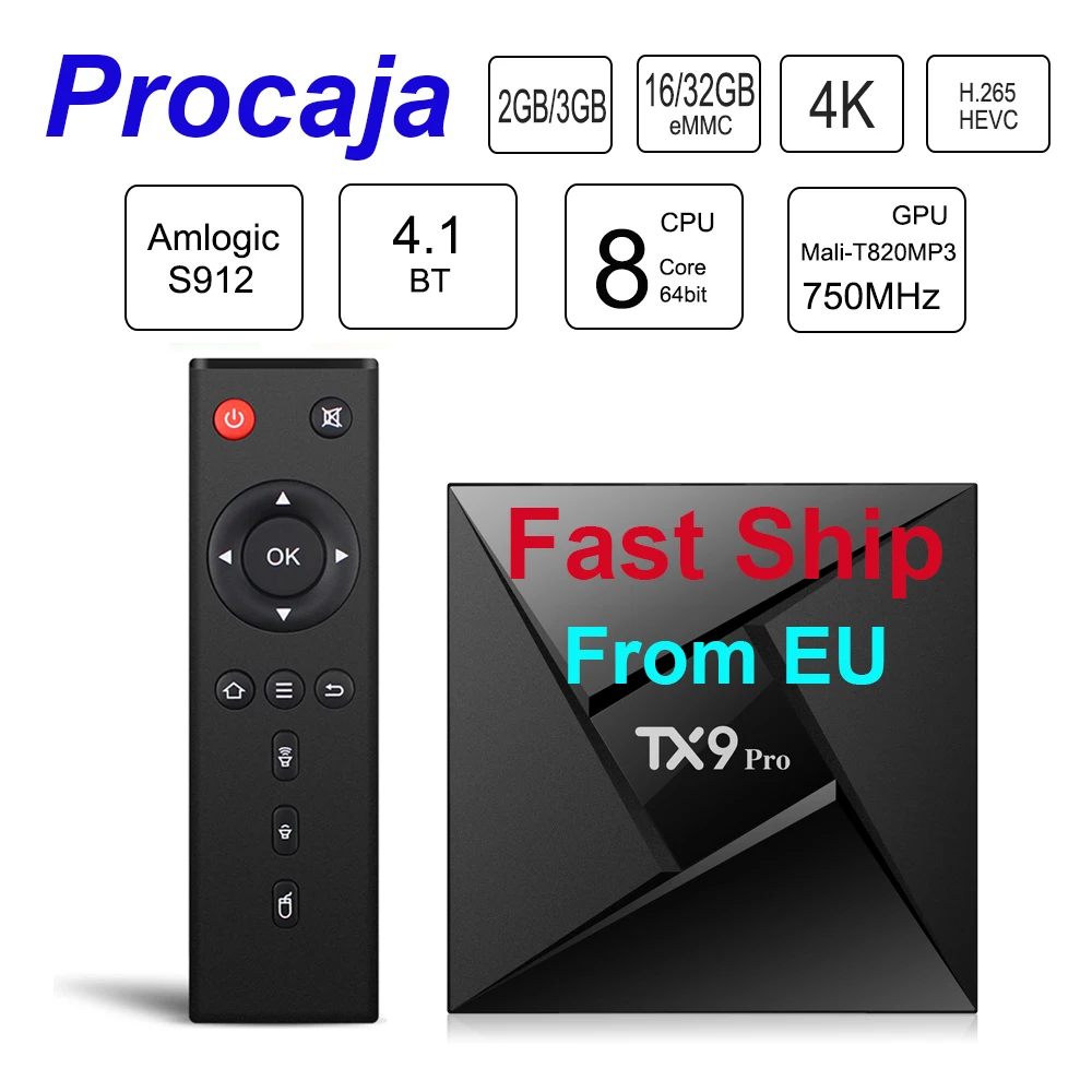 ТВ приставка Procaja TX9pro Android 7 1 Smart tv Box TX9 pro BOX 2 ГБ/3 Гб ram 16 Гб/32 ГБ rom S9912 Восьмиядерный