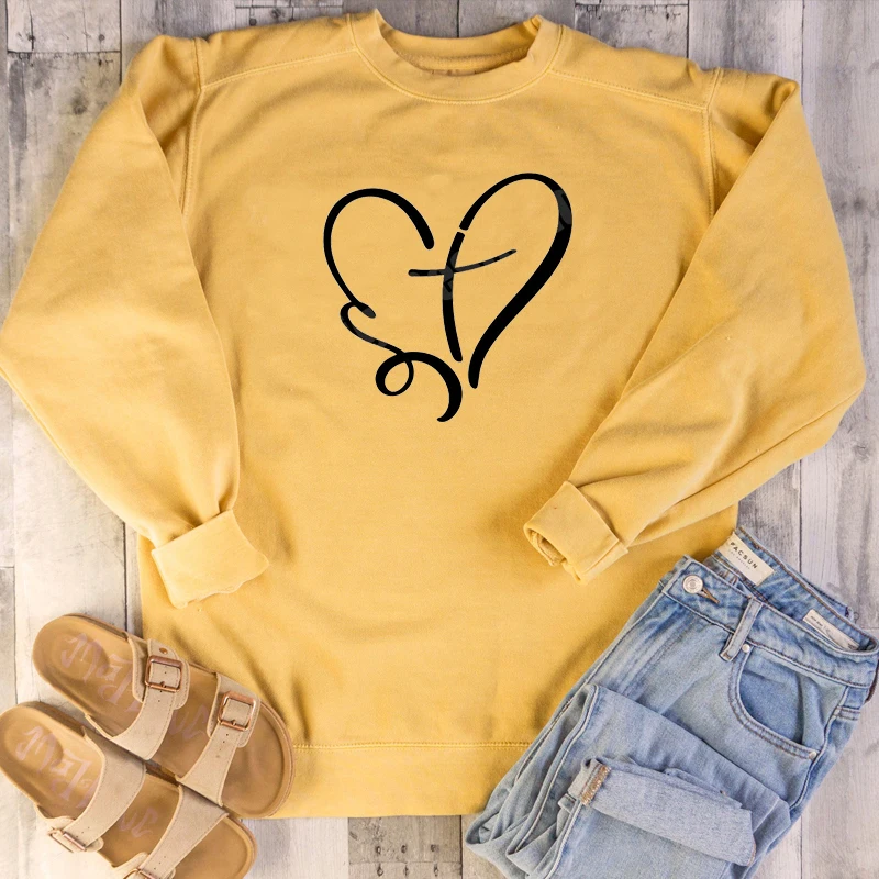 Heart cross graphic women fashion Christian Bible baptism religion pure cotton casual sweatshirt girl gift pullovers church tops
Heart cross graphic women fashion Christian Bible baptism religion pure cotton casual sweatshirt girl gift pullovers church tops