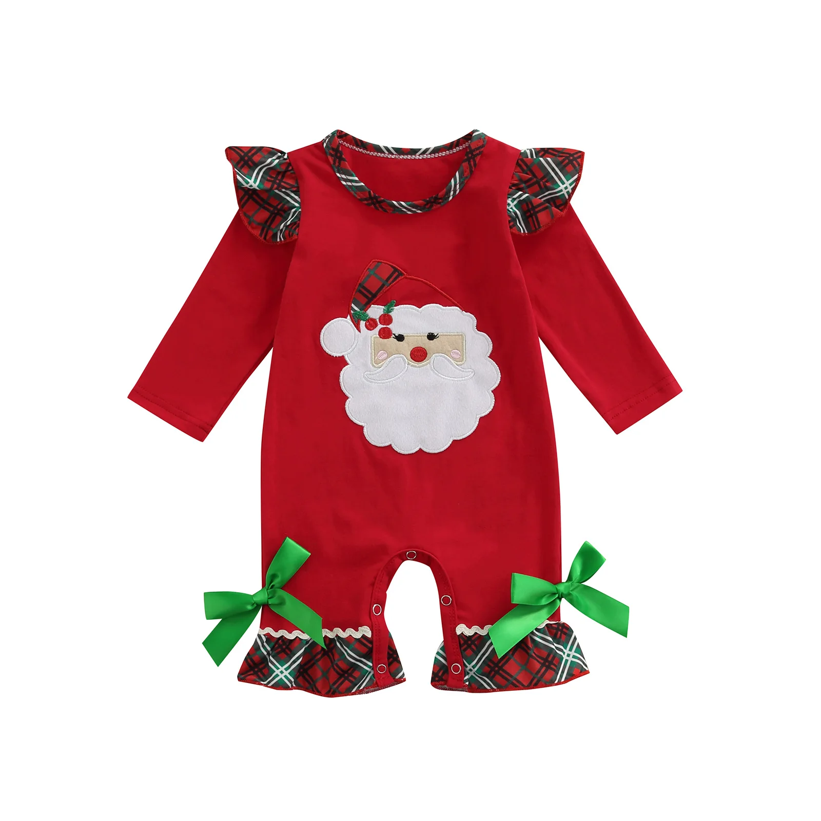 Newborn Baby Girls Boys Christmas Jumpsuit Toddler Santa Claus & Plaid Pattern Fly Sleeve Round Neck Romper Overalls with Bows
Newborn Baby Girls Boys Christmas Jumpsuit Toddler Santa Claus & Plaid Pattern Fly Sleeve Round Neck Romper Overalls with Bows