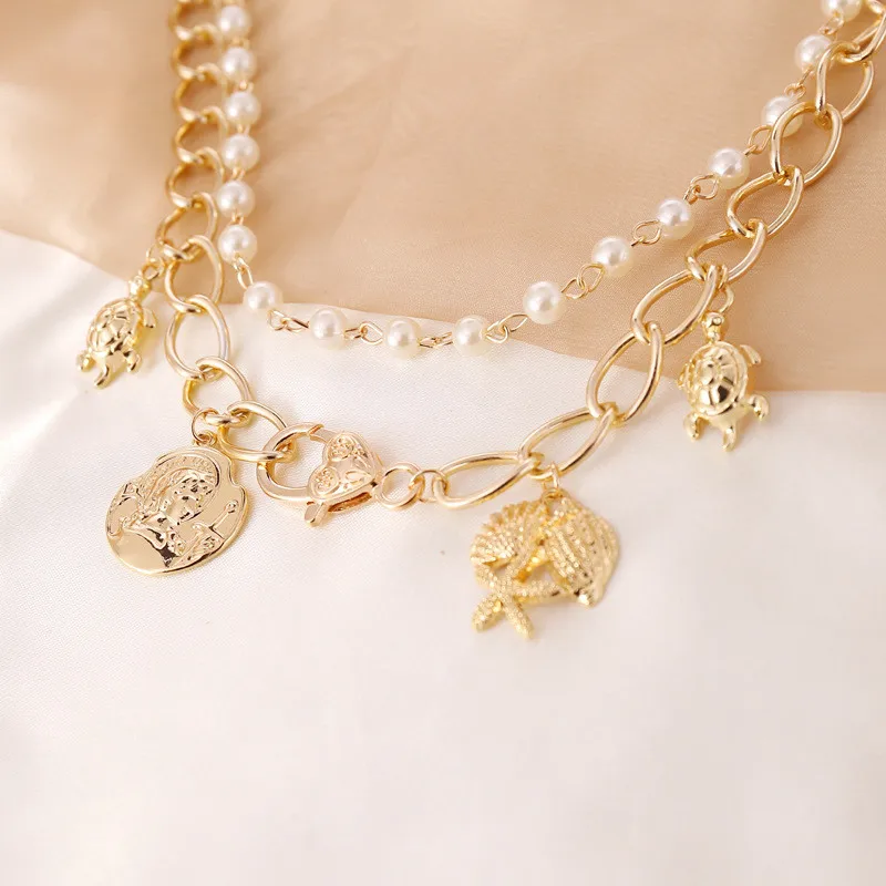 Bacolod Tortoise Starfish Coin Pearls Necklaces for Women Fashion Party Birthday Multi-layer Choker Necklace Gold Color Jewelry
Bacolod Tortoise Starfish Coin Pearls Necklaces for Women Fashion Party Birthday Multi-layer Choker Necklace Gold Color Jewelry