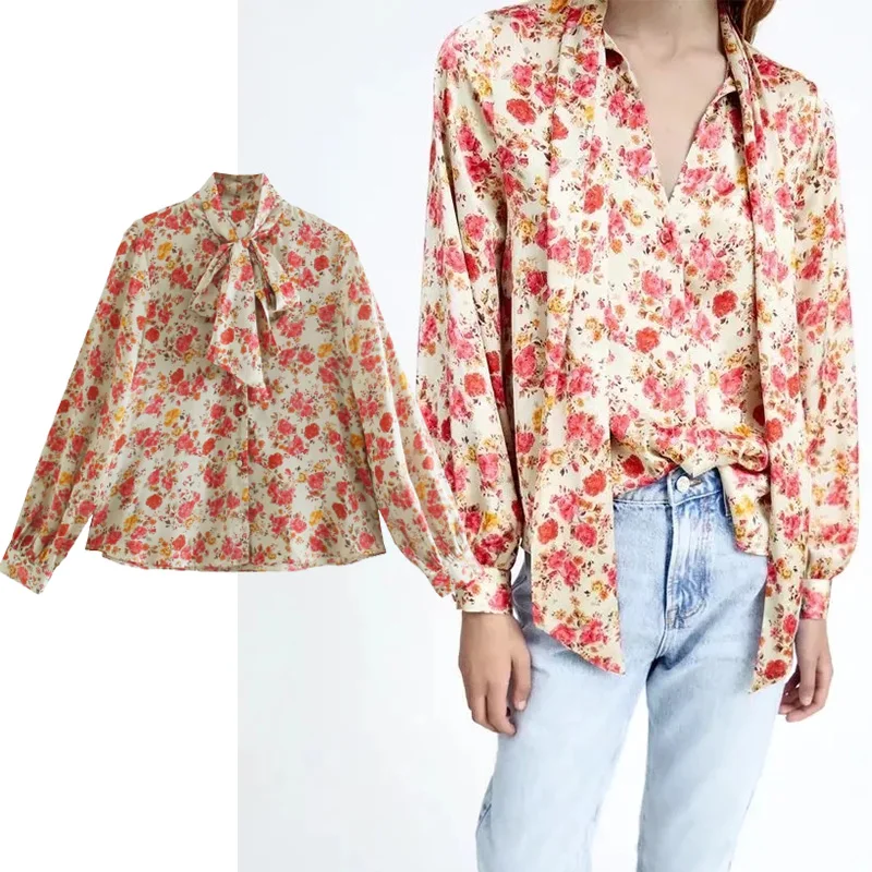 TRAF Za Woman Shirt Blouses 2021 Autumn New Women Fashion Flower Print Shirt With Bow Blouses Summer Retro Chic Casual Blouse
TRAF Za Woman Shirt Blouses 2021 Autumn New Women Fashion Flower Print Shirt With Bow Blouses Summer Retro Chic Casual Blouse