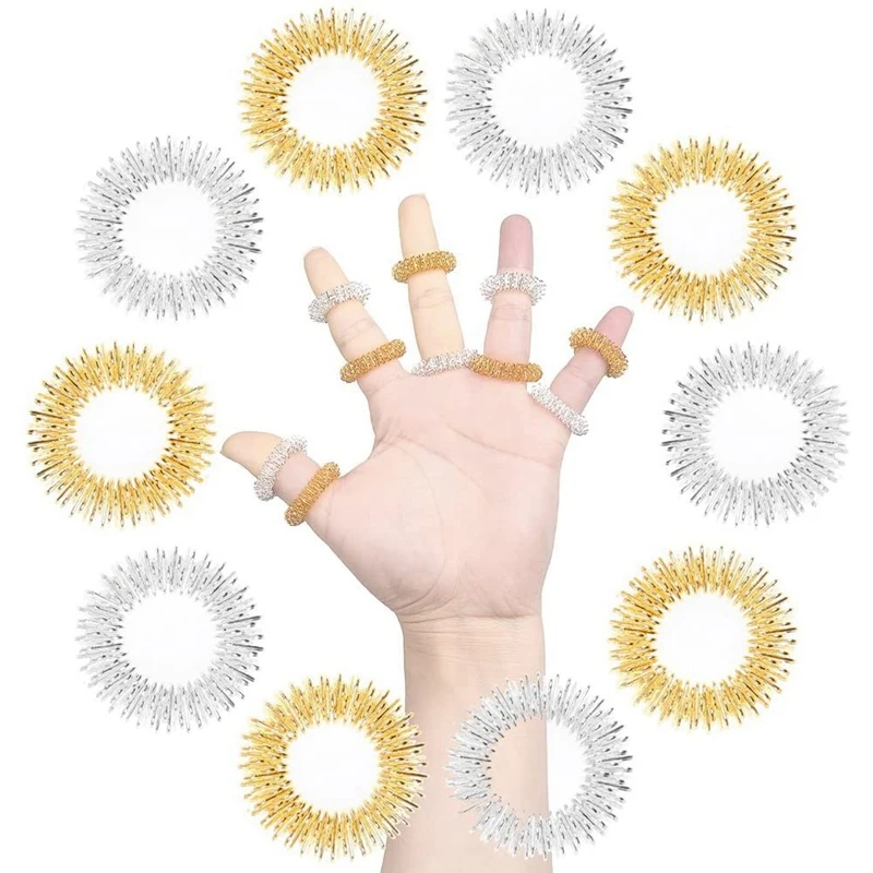 20 Pieces Spiky Sensory Finger Rings, Spiky Finger Ring/Acupressure Ring Set Silent Stress Reducer and Massager
20 Pieces Spiky Sensory Finger Rings, Spiky Finger Ring/Acupressure Ring Set Silent Stress Reducer and Massager