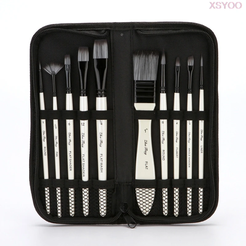High Quality 10Pcs Nylon Artist Paint Brushing Set Carrying Case Acrylic Paint Brushes For Adults Beginner Painting Art Supplies
High Quality 10Pcs Nylon Artist Paint Brushing Set Carrying Case Acrylic Paint Brushes For Adults Beginner Painting Art Supplies