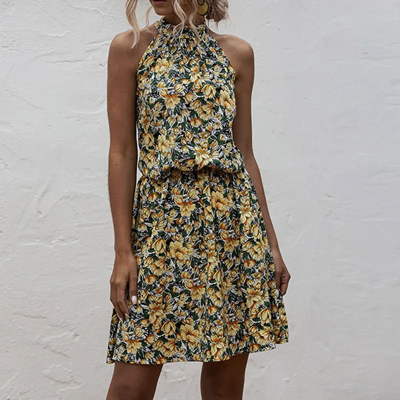 Vintage Printed Sexy Sleeveless Off Shoulder Halter Mini Dress For Women Summer 2021 New Floral A-line Holiday Party Dresses
Vintage Printed Sexy Sleeveless Off Shoulder Halter Mini Dress For Women Summer 2021 New Floral A-line Holiday Party Dresses