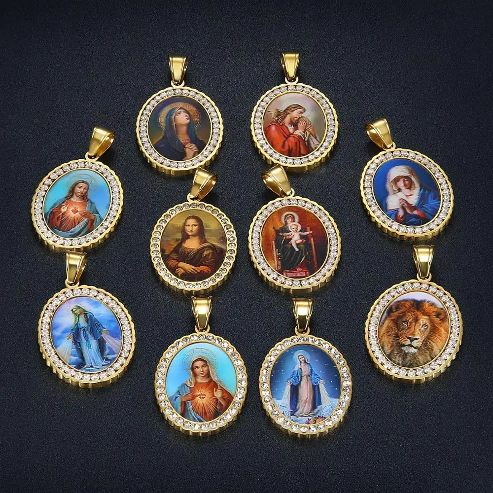 Religion Zircon Crystal Holy Virgin Mary Pendant Necklace Stainless Steel Chain Necklace Women Collier Femme Christian Jewelry
Religion Zircon Crystal Holy Virgin Mary Pendant Necklace Stainless Steel Chain Necklace Women Collier Femme Christian Jewelry