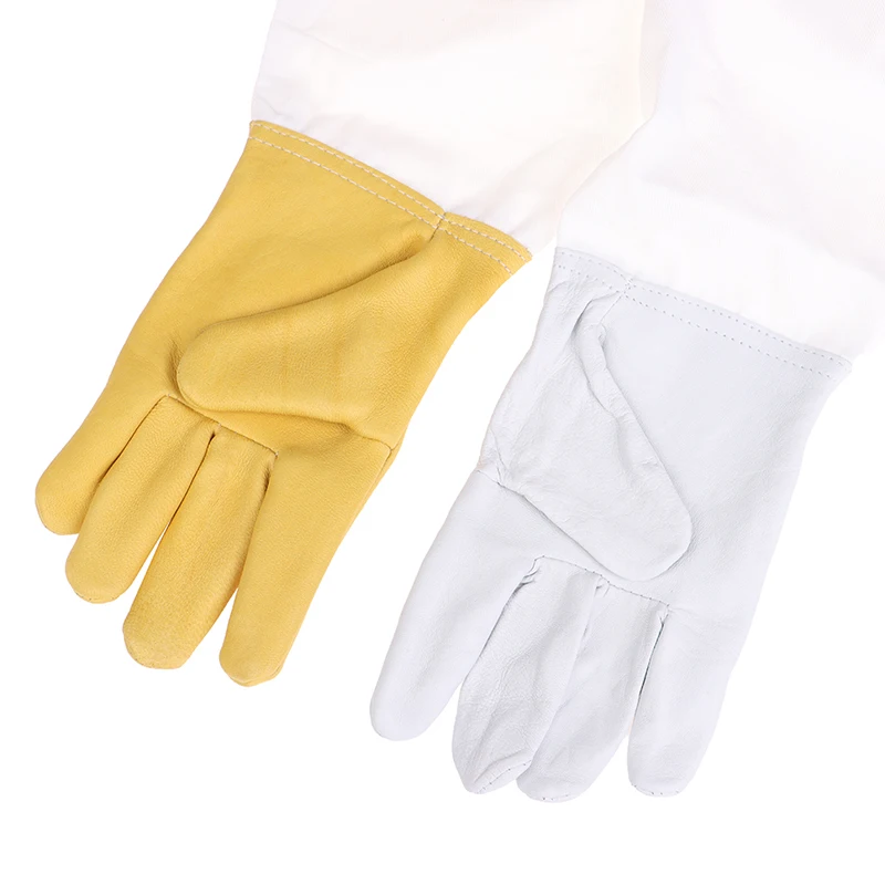 1 pair Beekeeping gloves Protective Sleeves breathable yellow mesh white sheepskin and cloth for Apiculture beekeeping gloves 
1 pair Beekeeping gloves Protective Sleeves breathable yellow mesh white sheepskin and cloth for Apiculture beekeeping gloves