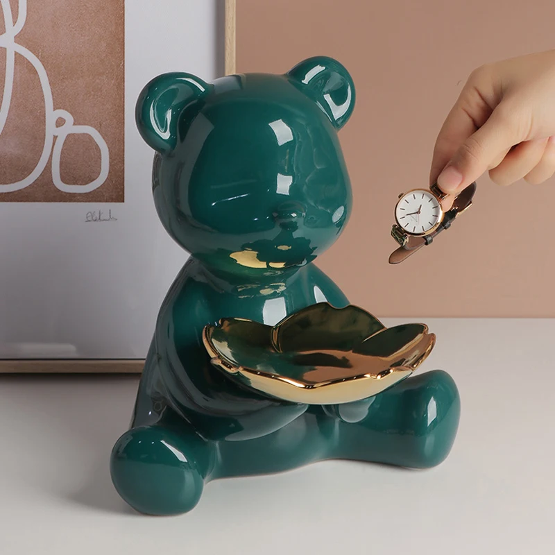 Decorative Ceramic Pink Green Bear Figurine With Gold Tray Cute Animal Statue Vanity Table Animal Display Nordic Home Decor Gift
Decorative Ceramic Pink Green Bear Figurine With Gold Tray Cute Animal Statue Vanity Table Animal Display Nordic Home Decor Gift