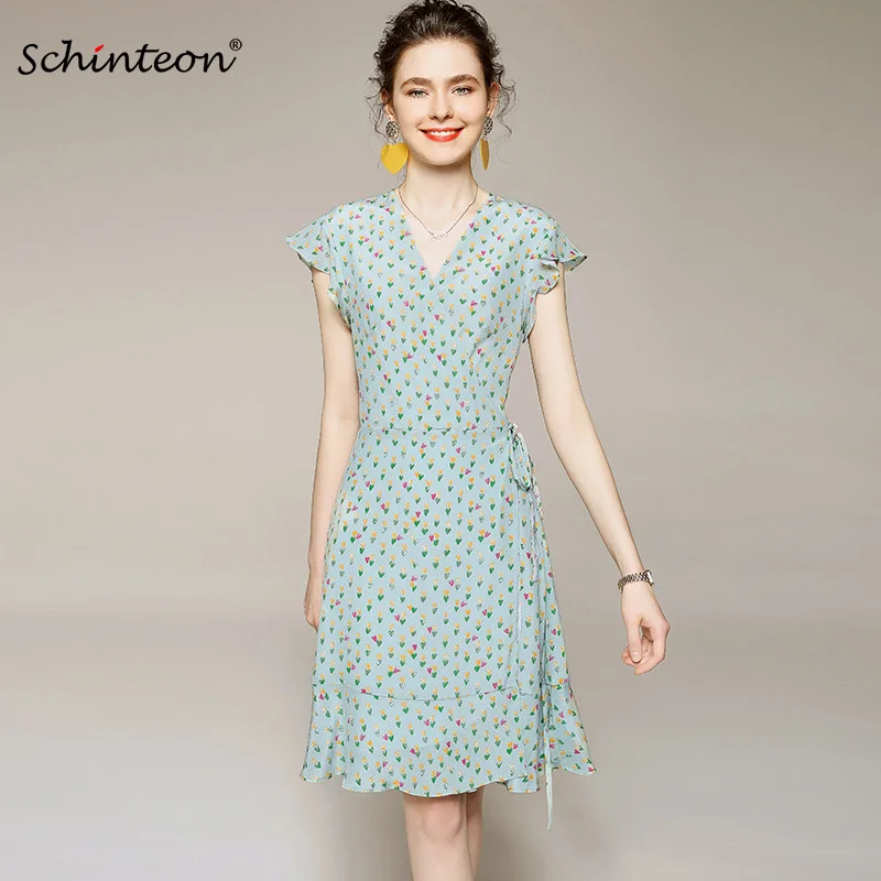 Schinteon 100% Natural Silk Heart Print Dress V-Neck Collar Short Sleeved Elegant Sashes Dresses Women 2021 Summer Office Lady
Schinteon 100% Natural Silk Heart Print Dress V-Neck Collar Short Sleeved Elegant Sashes Dresses Women 2021 Summer Office Lady