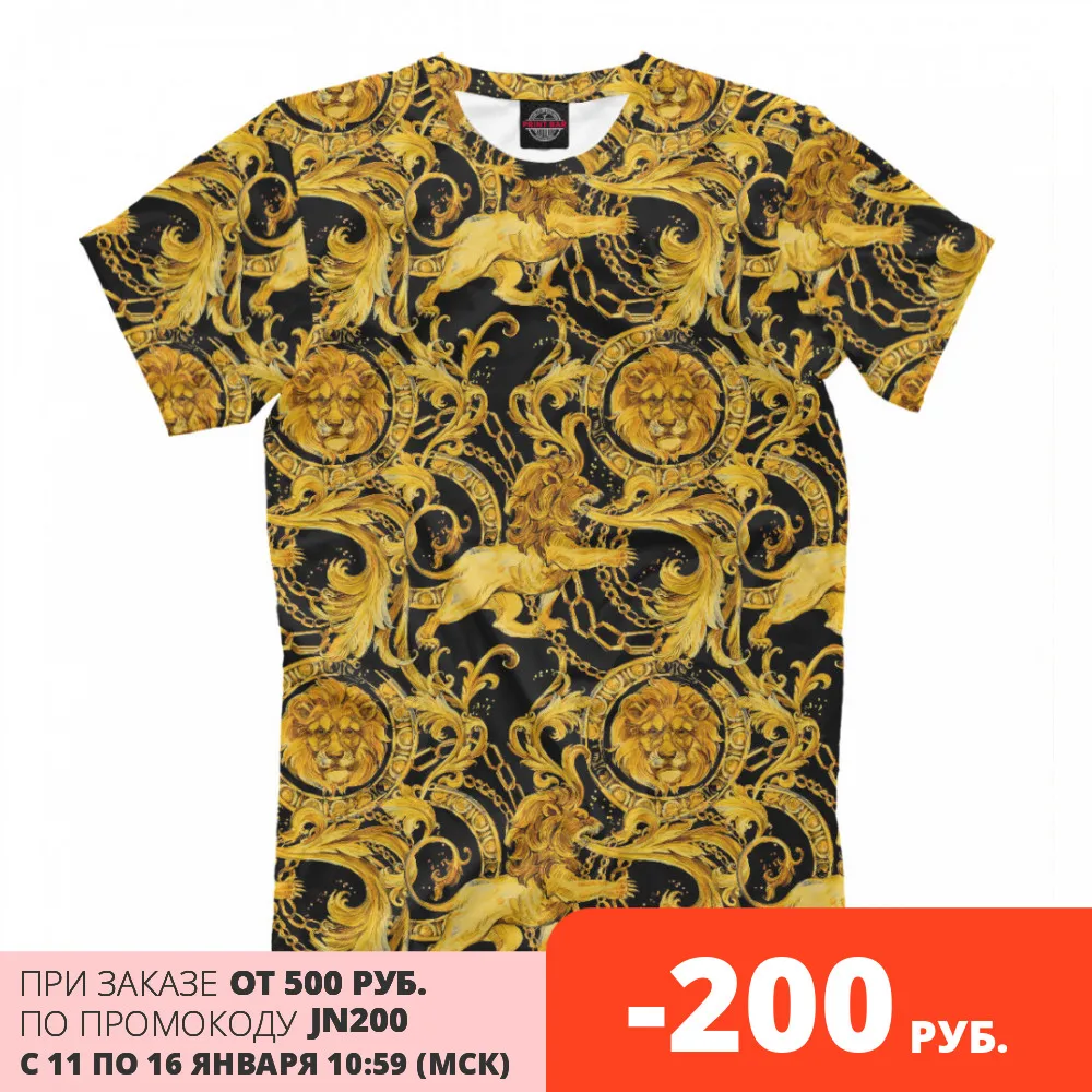Мужская футболка Print Bar c 3d принтом Версаче со Львом Versace Львы|Мужские футболки| |