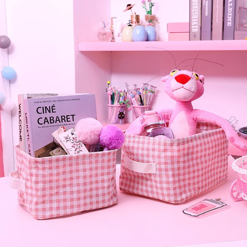 Art Blue Desktop Girl Cute Pink Plaid Home Cotton Fabric Storage Basket Cosmetic Miscellaneous Storage Basket Wall Basket
Art Blue Desktop Girl Cute Pink Plaid Home Cotton Fabric Storage Basket Cosmetic Miscellaneous Storage Basket Wall Basket