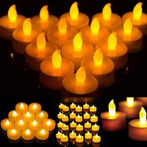 12 шт. светодиодные Чайные свечи на батарейках беспламенные свадебные
