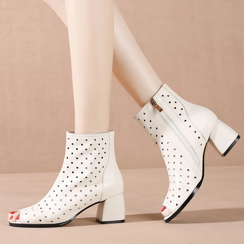Genuine leather summer boots Breathable Cool Boots Women Square Heels Pumps Women Shoes Outdoor Ankle Boots for Women Boots
Genuine leather summer boots Breathable Cool Boots Women Square Heels Pumps Women Shoes Outdoor Ankle Boots for Women Boots