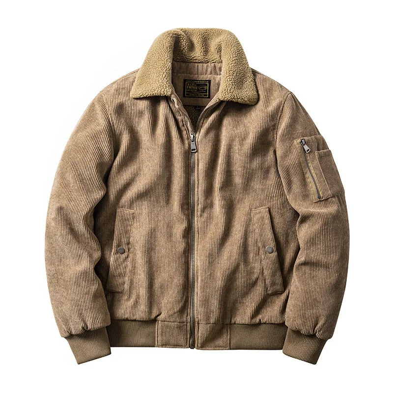 Men's Corduroy Bomber Jacket Fleece Lined Thick Thermal Parkas Solid Color 2021 Winter Warm Parkas Outerwear Big Size M-5XL 
Men's Corduroy Bomber Jacket Fleece Lined Thick Thermal Parkas Solid Color 2021 Winter Warm Parkas Outerwear Big Size M-5XL