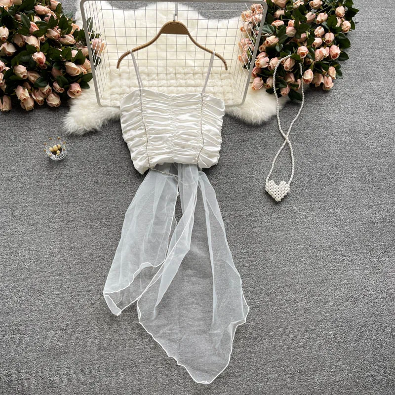 Sweet Ladies Spaghetti Strap Vest Sexy Backless Back Mesh Bow Short Camis Summer Camisole Women Sleeveless Tank Crop Top 4 Color
Sweet Ladies Spaghetti Strap Vest Sexy Backless Back Mesh Bow Short Camis Summer Camisole Women Sleeveless Tank Crop Top 4 Color