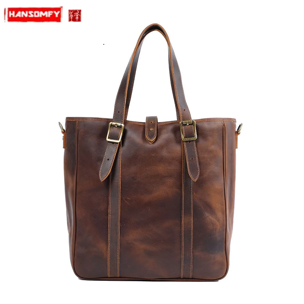 Retro Classic First Layer Cowhide Men Tote Bag Male Leather Handbag Crazy Horse Leather Shoulder Messenger Bags
Retro Classic First Layer Cowhide Men Tote Bag Male Leather Handbag Crazy Horse Leather Shoulder Messenger Bags
