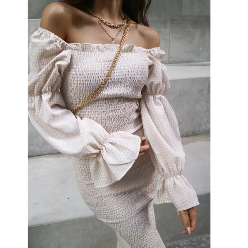 2021 Autumn New Women Fashion Slash Neck Lace Pleated Dress Sexy Off Shoulder Bodycon Elastic Casual Skinny Vestidos
2021 Autumn New Women Fashion Slash Neck Lace Pleated Dress Sexy Off Shoulder Bodycon Elastic Casual Skinny Vestidos